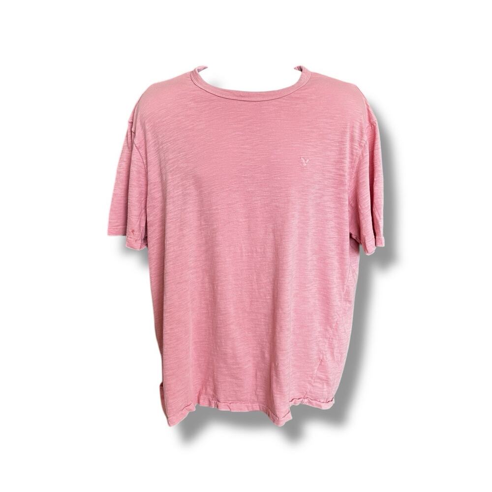 American Eagle Standard Fit Men's Short Sleeve Slub Cotton Pink T-shirt Size XL - Picture 2 of 6